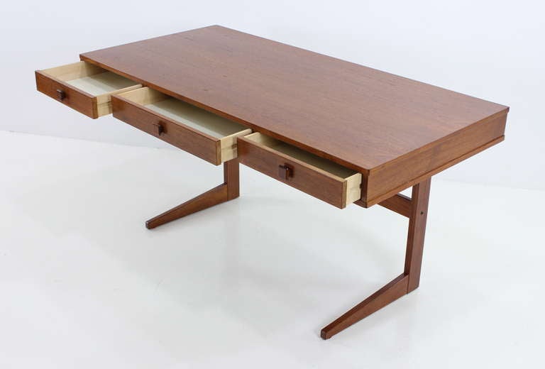 Exceptional Danish Modern Teak Desk In Excellent Condition For Sale In Portland, OR
