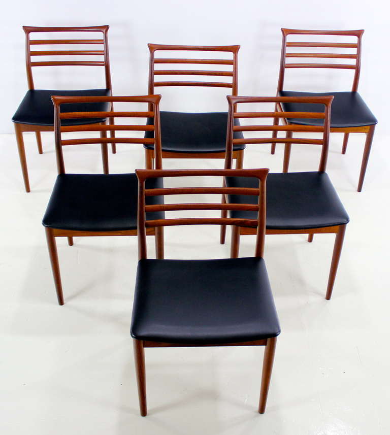 Scandinavian Modern Set of Six Danish Modern Teak Dining Chairs Designed by Erling Torvitus For Sale