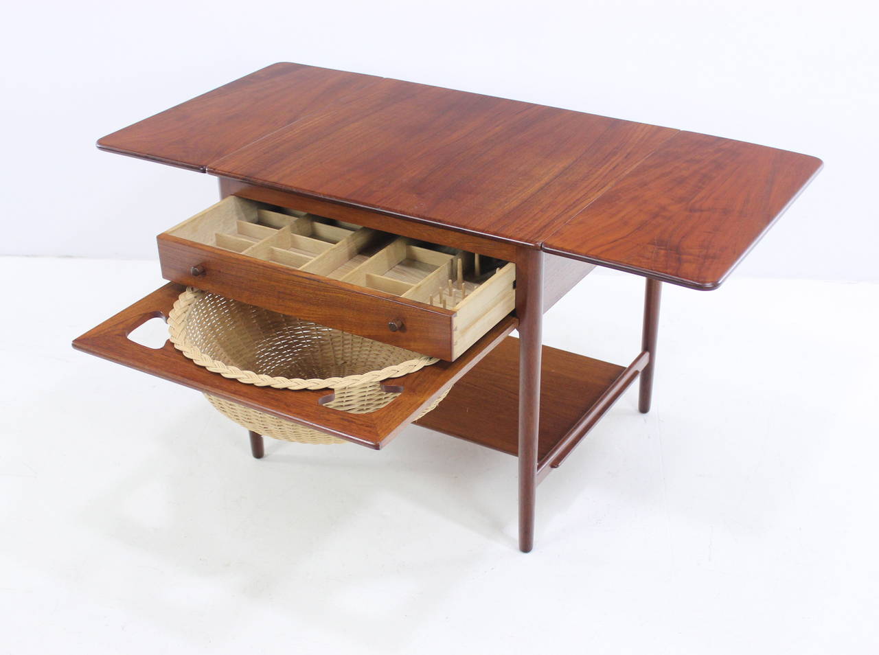 Danish Modern Drop-Leaf Teak Sewing Table Designed by Hans Wegner 2