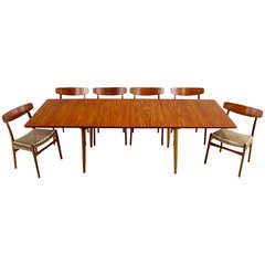 Impressive Danish Modern Teak & Oak Dining Set Designed by Hans Wagner