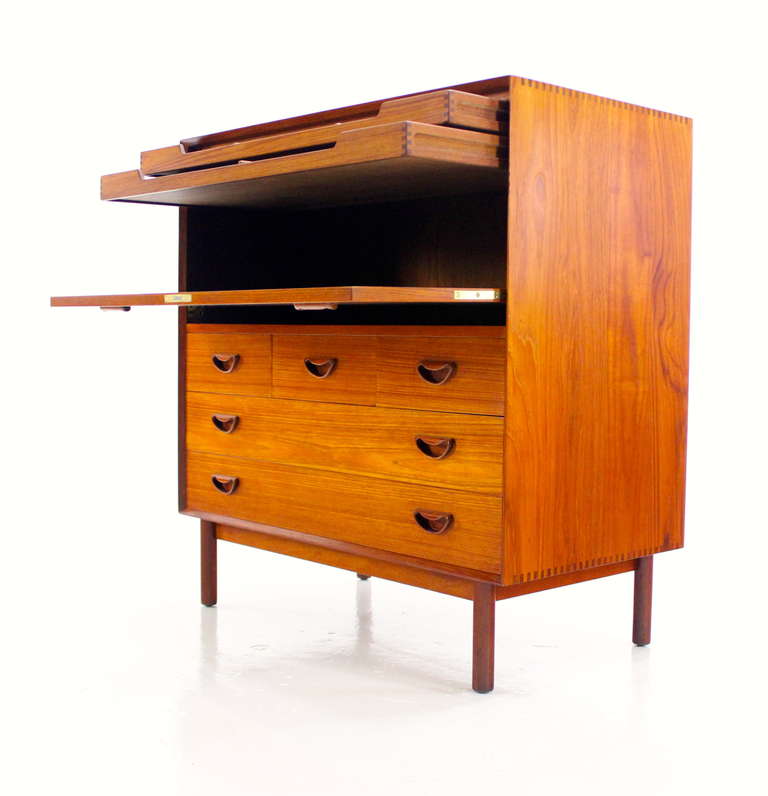 20th Century Danish Modern Solid Teak Secretary Designed by Peter Hvidt For Sale