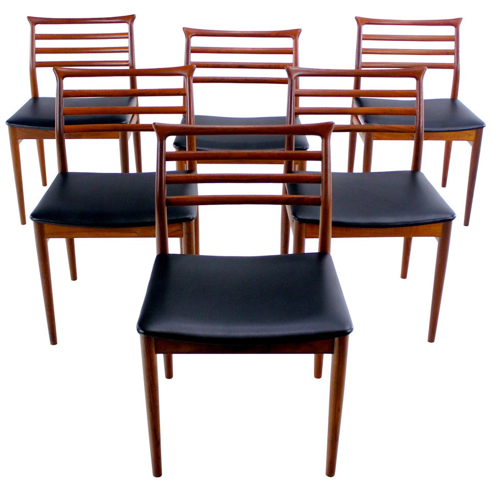 Set of Six Danish Modern Teak Dining Chairs Designed by Erling Torvitus For Sale