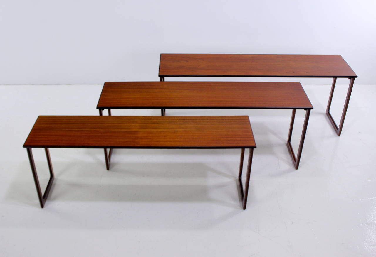 Set of Three Exquisite Danish ModernTeak Nesting Tables For Sale 2