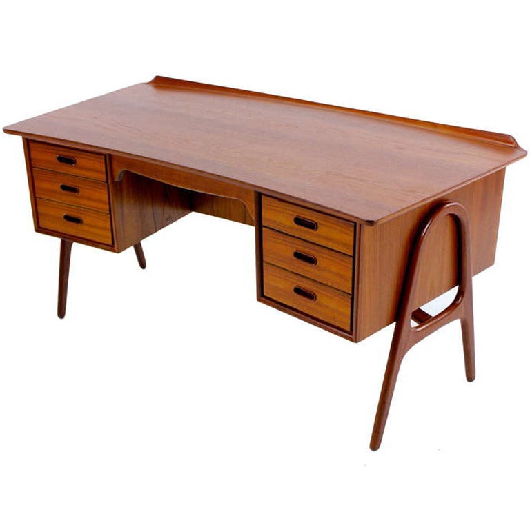 Curvaceous Danish Modern Teak Desk Designed by Svend Madsen For Sale