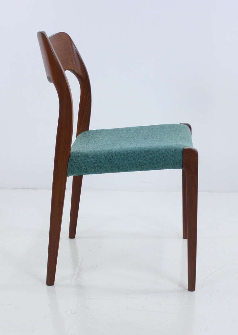 Eight Danish Modern Teak Dining Chairs Designed by JL Moller In Excellent Condition In Portland, OR