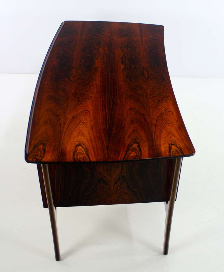 Danish Modern Rosewood Desk Designed by Svend Madsen In Excellent Condition For Sale In Portland, OR