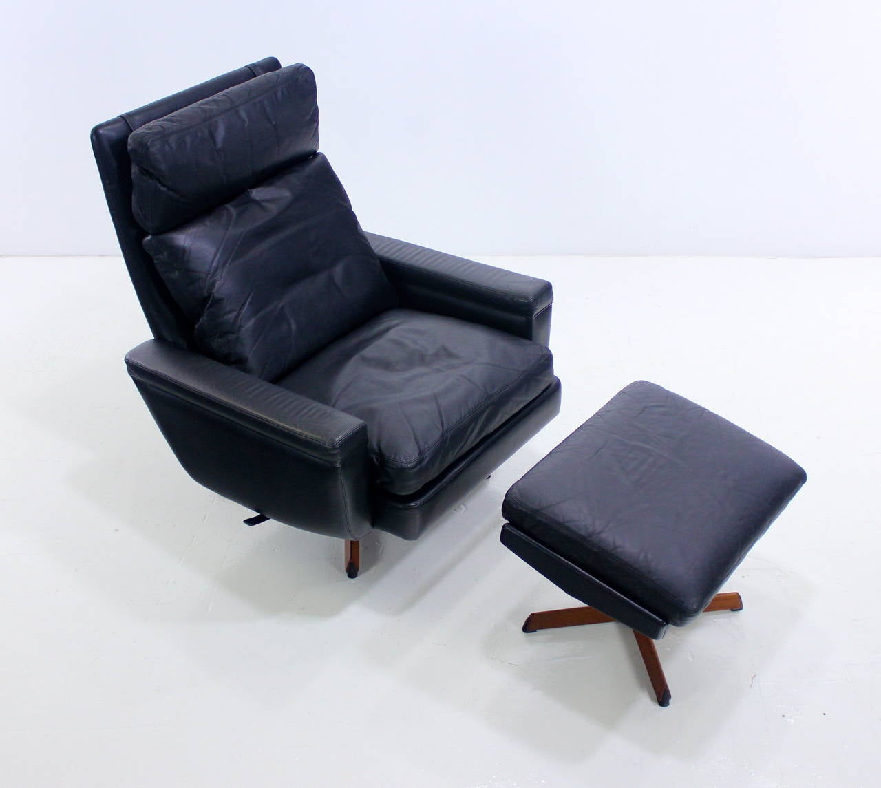 Wood Opulent Danish Modern Lounge Chair & Ottoman by Madsen & Schübel For Sale