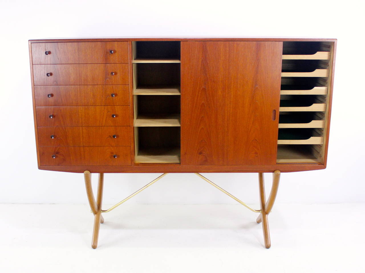 Scandinavian Modern Danish Modern Teak and Oak Cabinet Designed by Hans Wegner For Sale