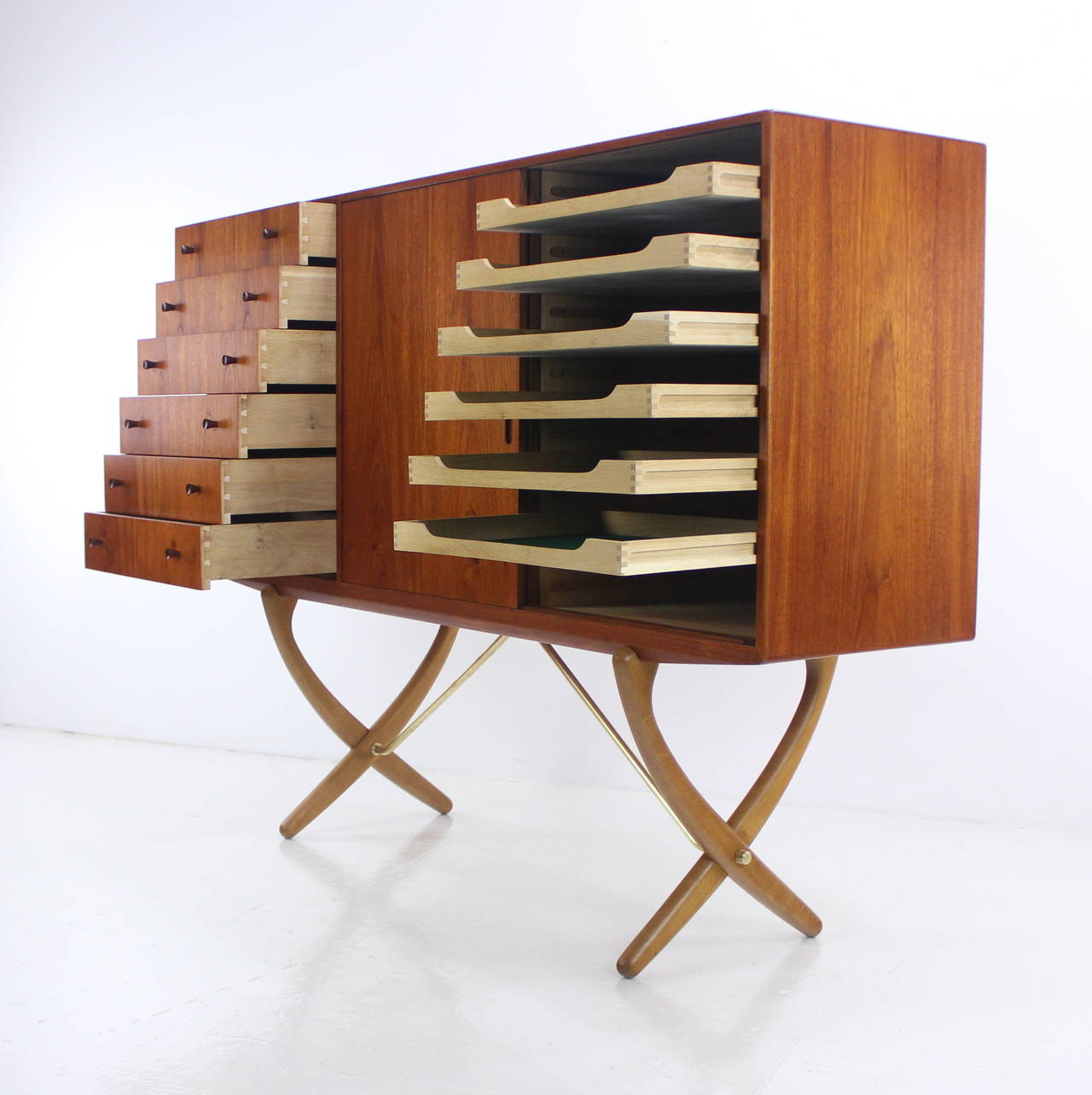 20th Century Danish Modern Teak and Oak Cabinet Designed by Hans Wegner For Sale