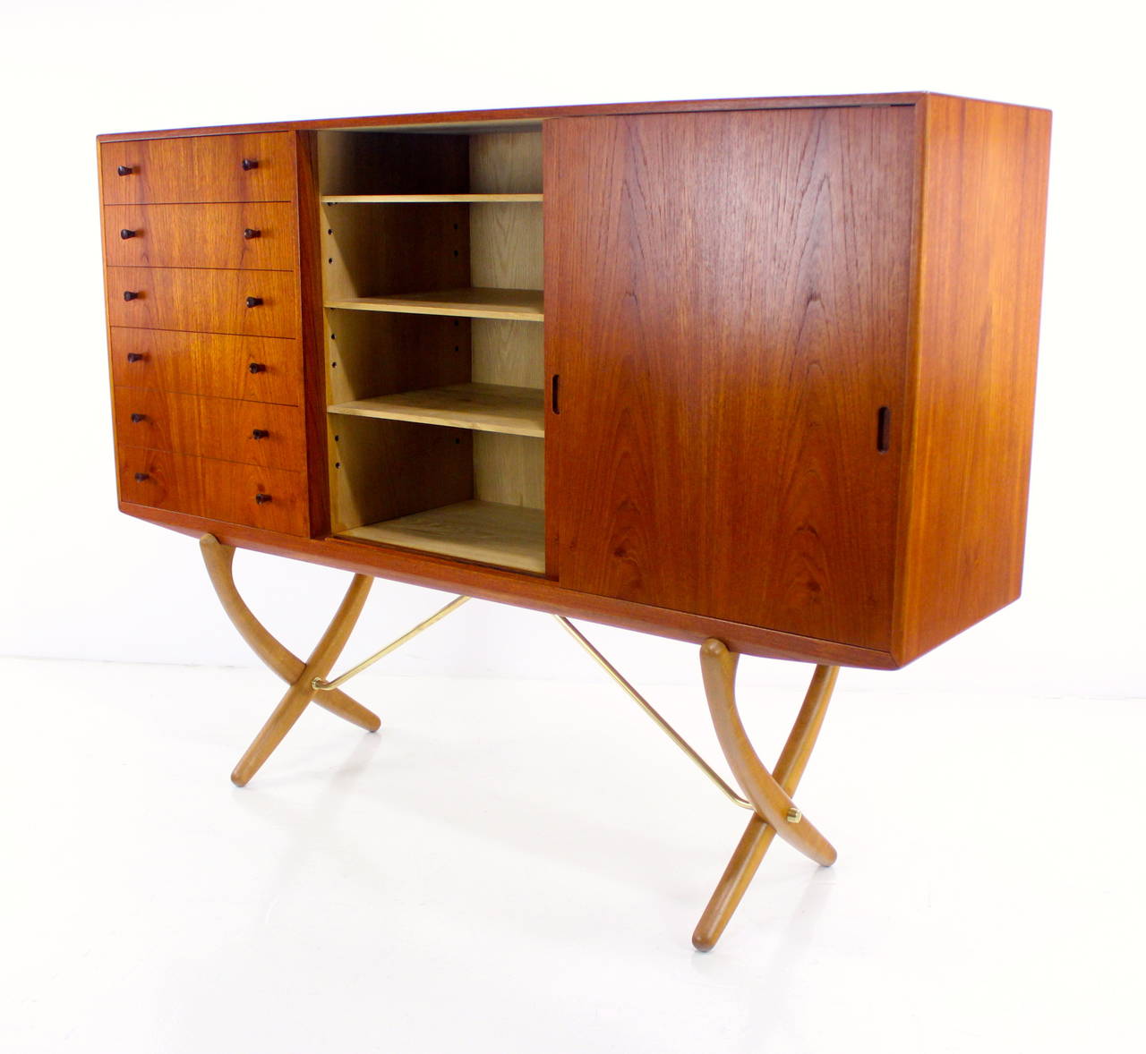 Danish Modern Teak and Oak Cabinet Designed by Hans Wegner For Sale 1