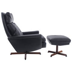 Opulent Danish Modern Lounge Chair & Ottoman by Madsen & Schübel