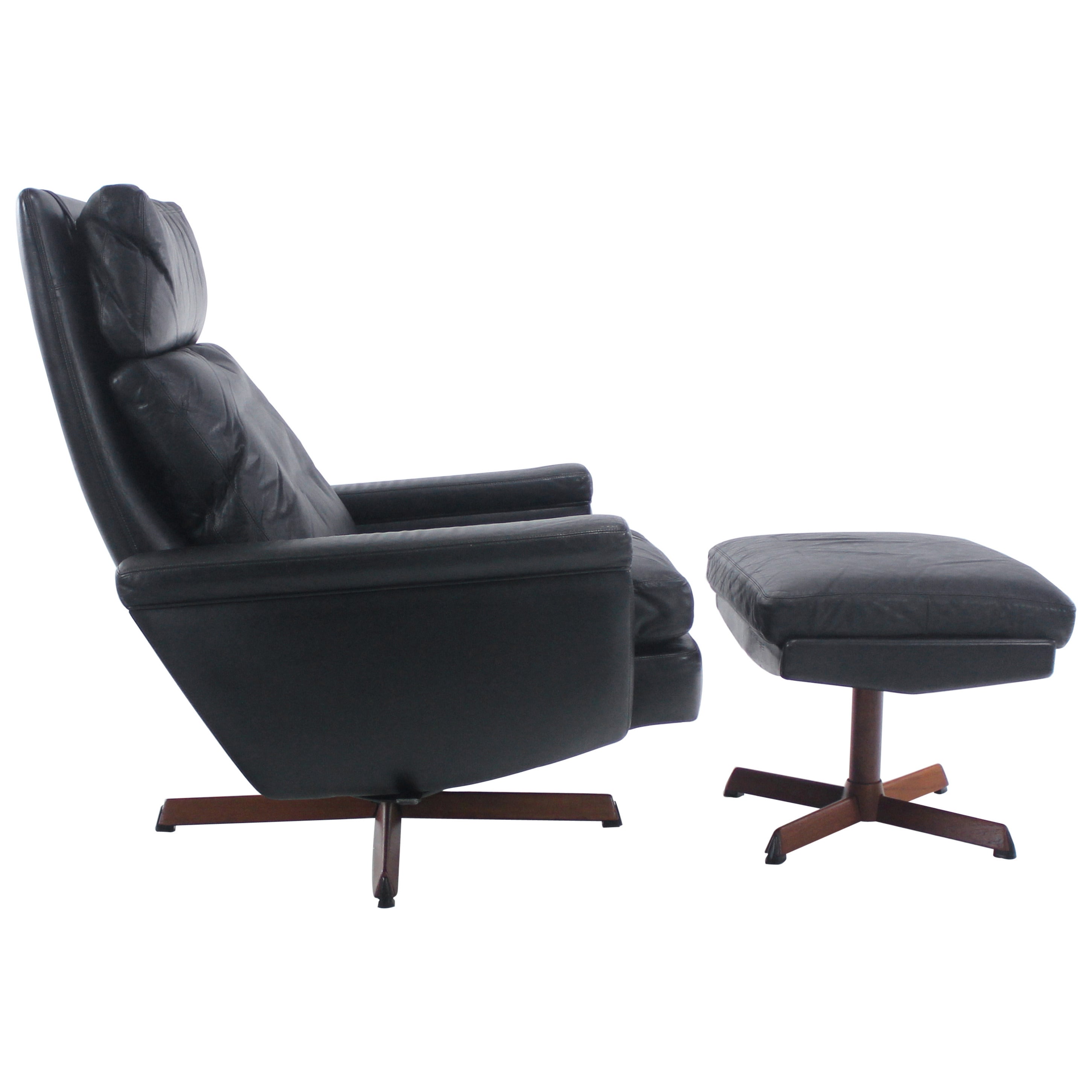 Opulent Danish Modern Lounge Chair & Ottoman by Madsen & Schübel For Sale