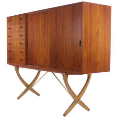 Danish Modern Teak and Oak Cabinet Designed by Hans Wegner