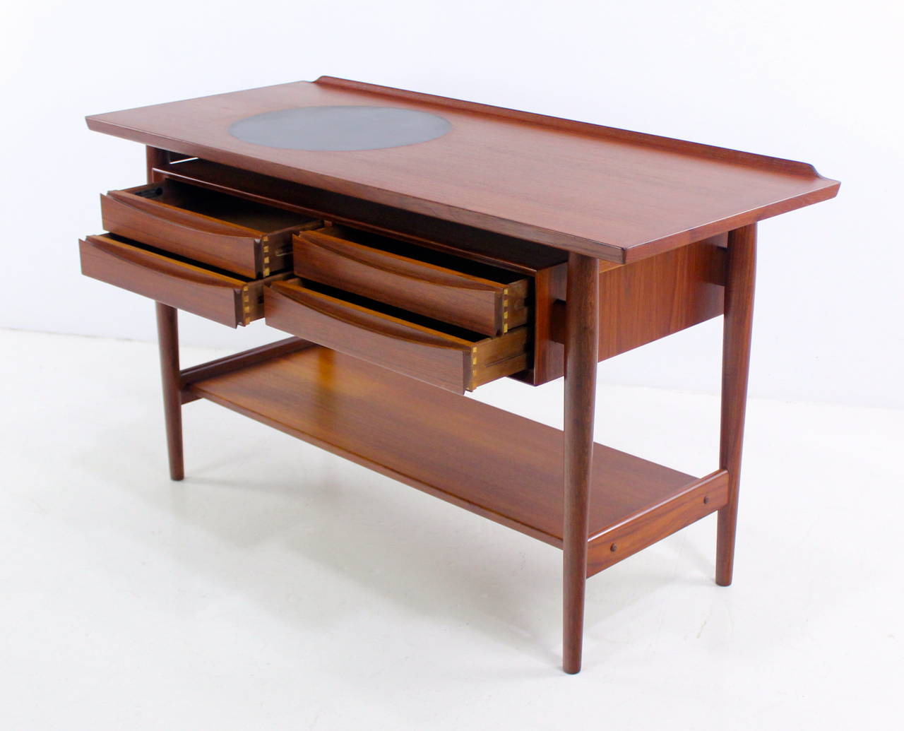Scandinavian Modern Danish Modern Teak Console or Sideboard with Floating Top by Arne Vodder For Sale
