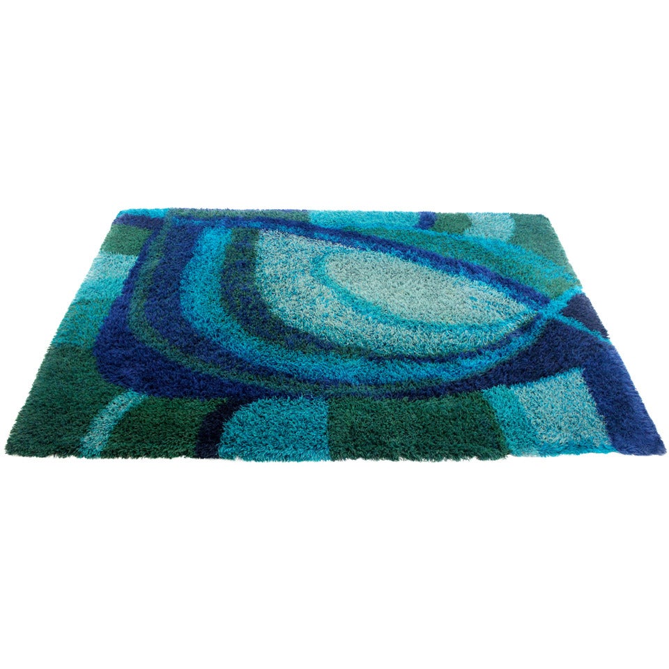 Large, Richly Colored Rya Rug For Sale