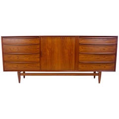 Danish Modern Teak Dresser Chest with Tambour Door by Falster Møbelfabrik