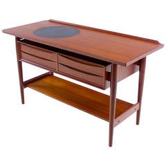 Danish Modern Teak Console or Sideboard with Floating Top by Arne Vodder