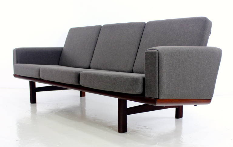 Superior Danish Modern Mahogany Sofa Designed by Hans Wegner 1