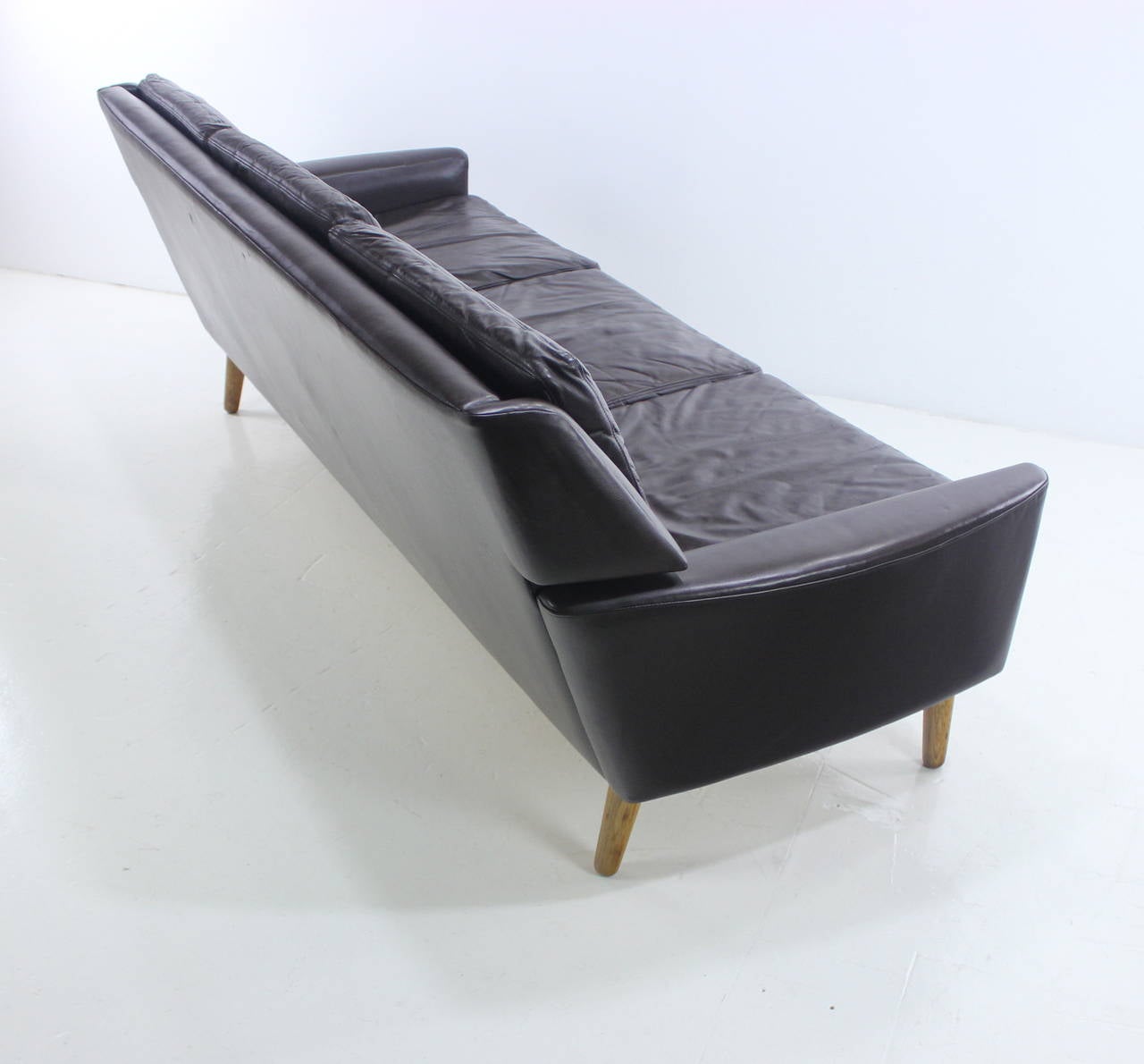 20th Century Danish Modern Leather Sofa Designed by Erik Worts For Sale