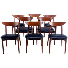 Set of Eight Danish Modern Teak Dining Chairs Designed by Harry Ostergaard