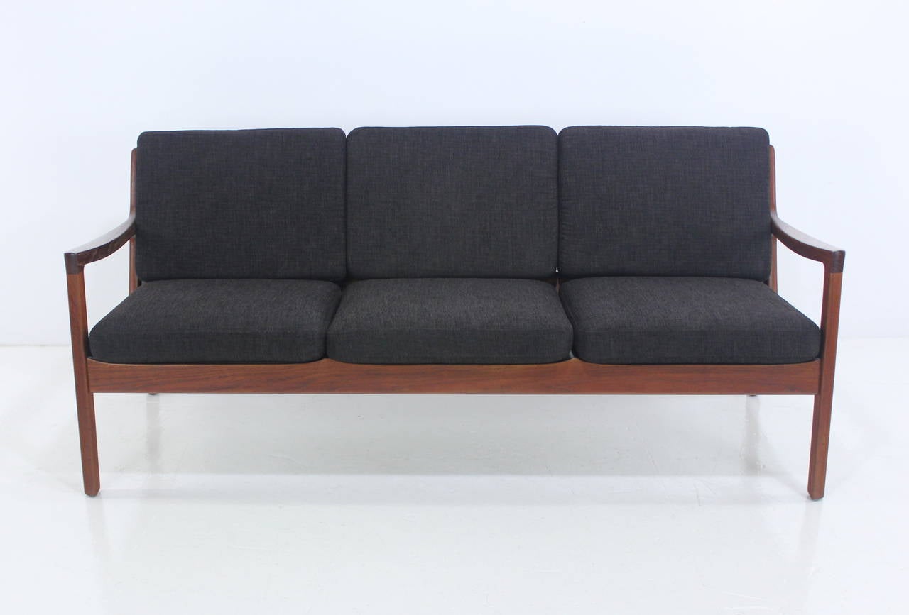 Classic Danish Modern Teak Framed Sofa Designed by Ole Wanscher In Excellent Condition For Sale In Portland, OR