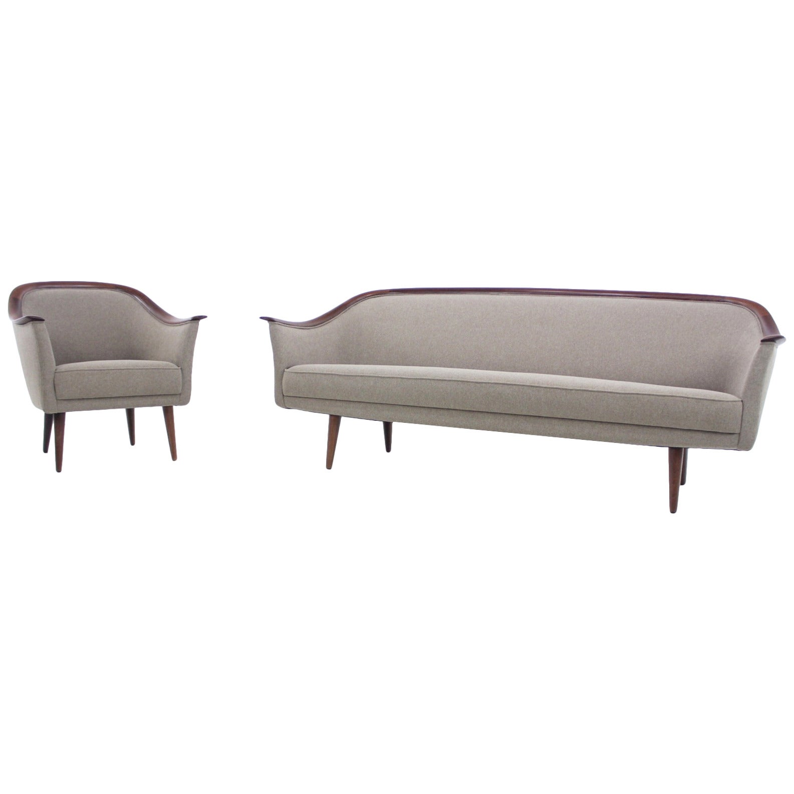 Elegant Scandinavian Modern Sofa and Chair by Vatne Møbler For Sale