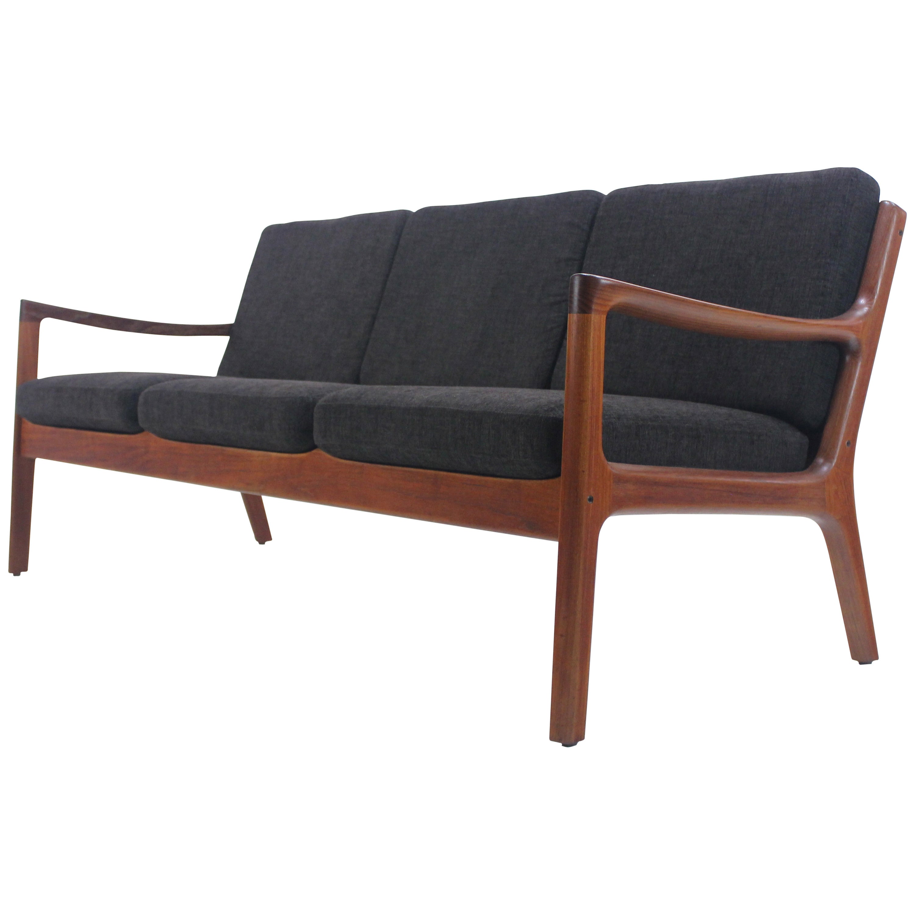 Classic Danish Modern Teak Framed Sofa Designed by Ole Wanscher For Sale
