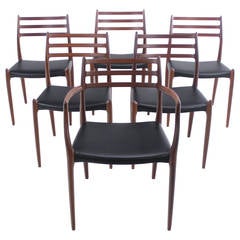 Set of Six Danish Modern Teak Dining Chairs Designed by Niels Moller
