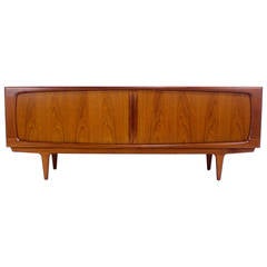 Danish Modern Teak Credenza with Tambour Doors by Bernhard Pedersen & Son