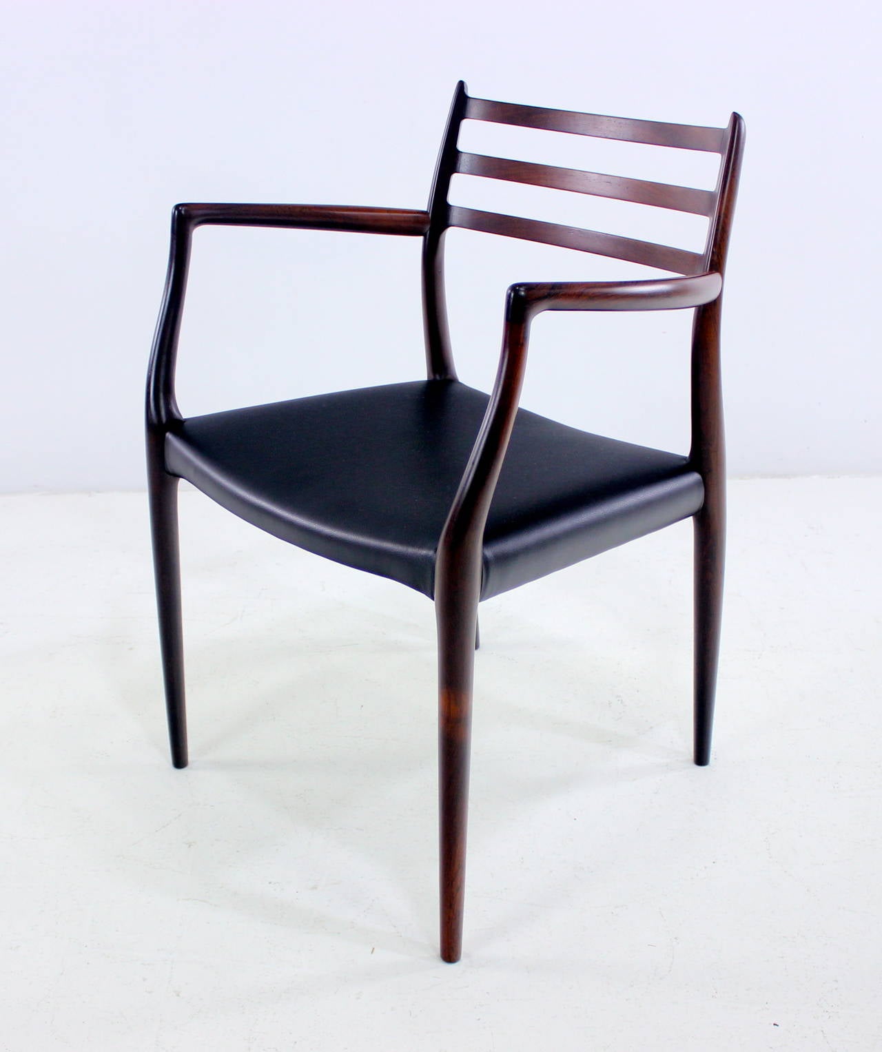 Set of Six Danish Modern Rosewood Dining Chairs Designed by Niels Moller For Sale 3