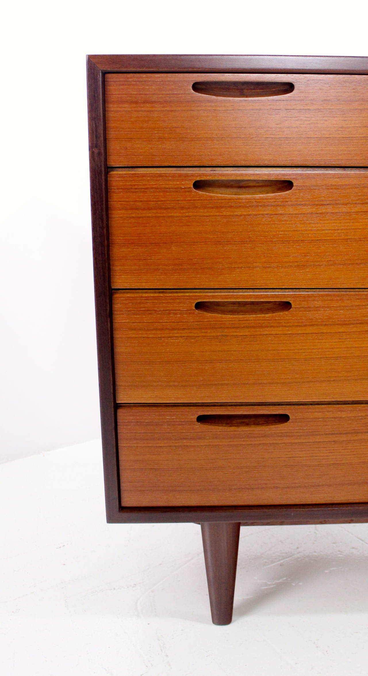 20th Century Danish Modern Four-Drawer Teak Dresser Chest For Sale