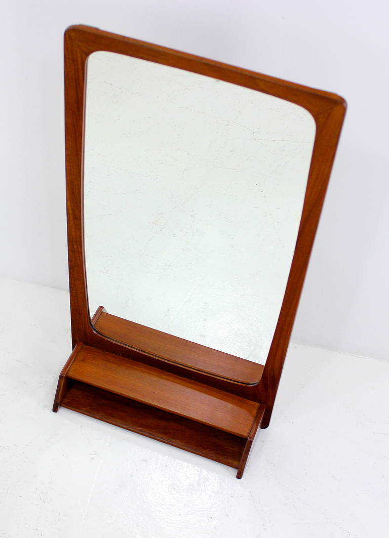 20th Century Danish Modern Teak Wall Mounted Mirror For Sale