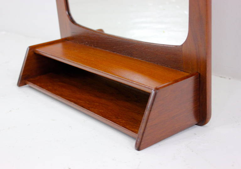 Danish Modern Teak Wall Mounted Mirror For Sale 1