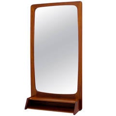 Danish Modern Teak Wall Mounted Mirror
