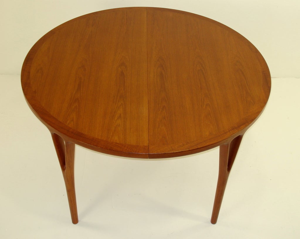 Danish Modern Three Leaf Dining Table Designed by Vestergaard In Excellent Condition For Sale In Portland, OR