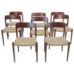 Rare Set of Eight Danish Modern Oak Dining Chairs Designed by JL Moller Rare Set of Eight Danish Modern Oak Dining Chairs Designed by JL Moller
