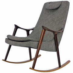 Scandinavian Modern Mahogany & Teak Rocking Chair Designed Ingmar Relling