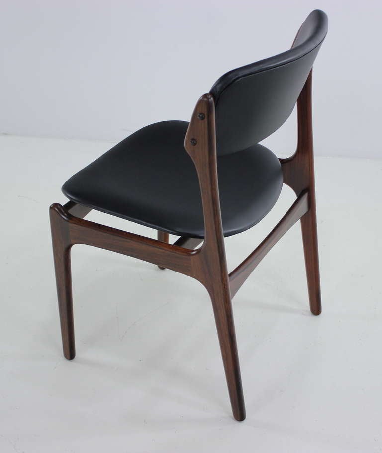 Set of Six Danish Modern Rosewood Dining Chairs Designed by Erik Buck In Excellent Condition For Sale In Portland, OR