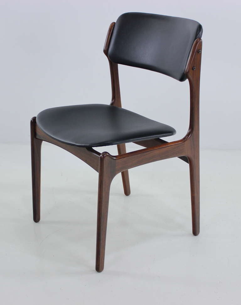 Set of Six Danish Modern Rosewood Dining Chairs Designed by Erik Buck For Sale 2