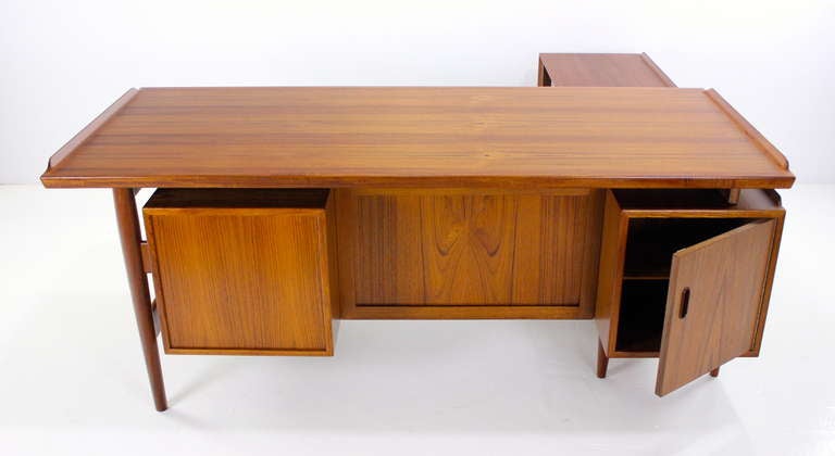 Teak Exceptional Danish Modern Executive Desk Designed by Arne Vodder For Sale