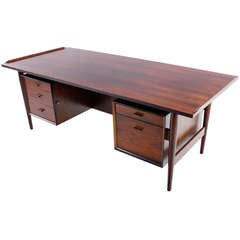 Impressive Danish Modern Rosewood Executive Desk Designed by Arne Vodder