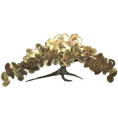 Brutalist Brass Tree Wall Sculpture