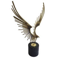 Curtis Jere Table Top Bird Sculpture on Black Marble Base