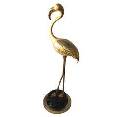 Gilded Brass Flamingo Sculpture