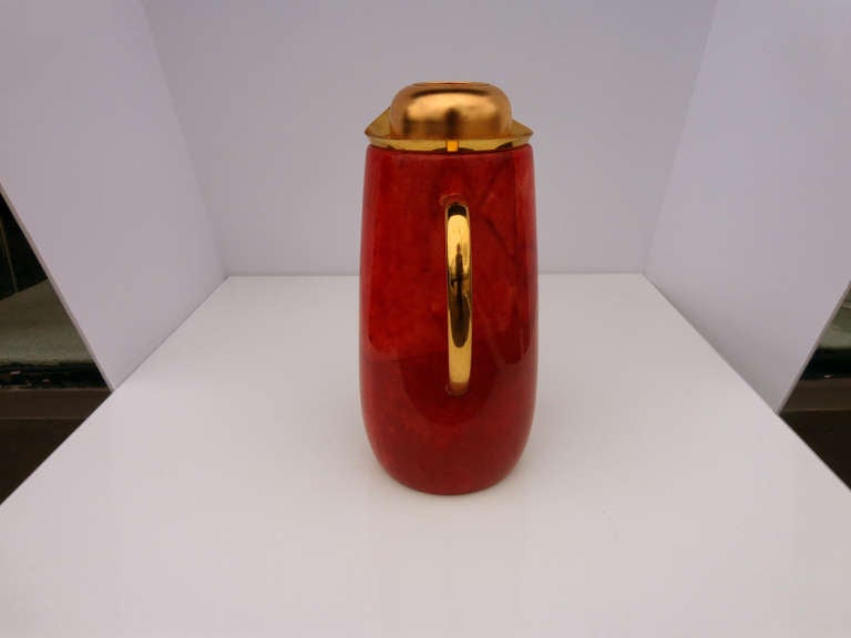 Red Aldo Tura Parchment Carafe In Good Condition In West Palm Beach, FL