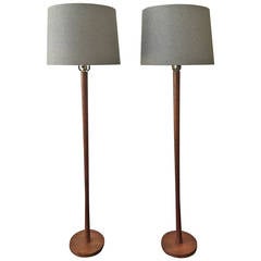 Pair of Danish Modern Teak Floor Lamps