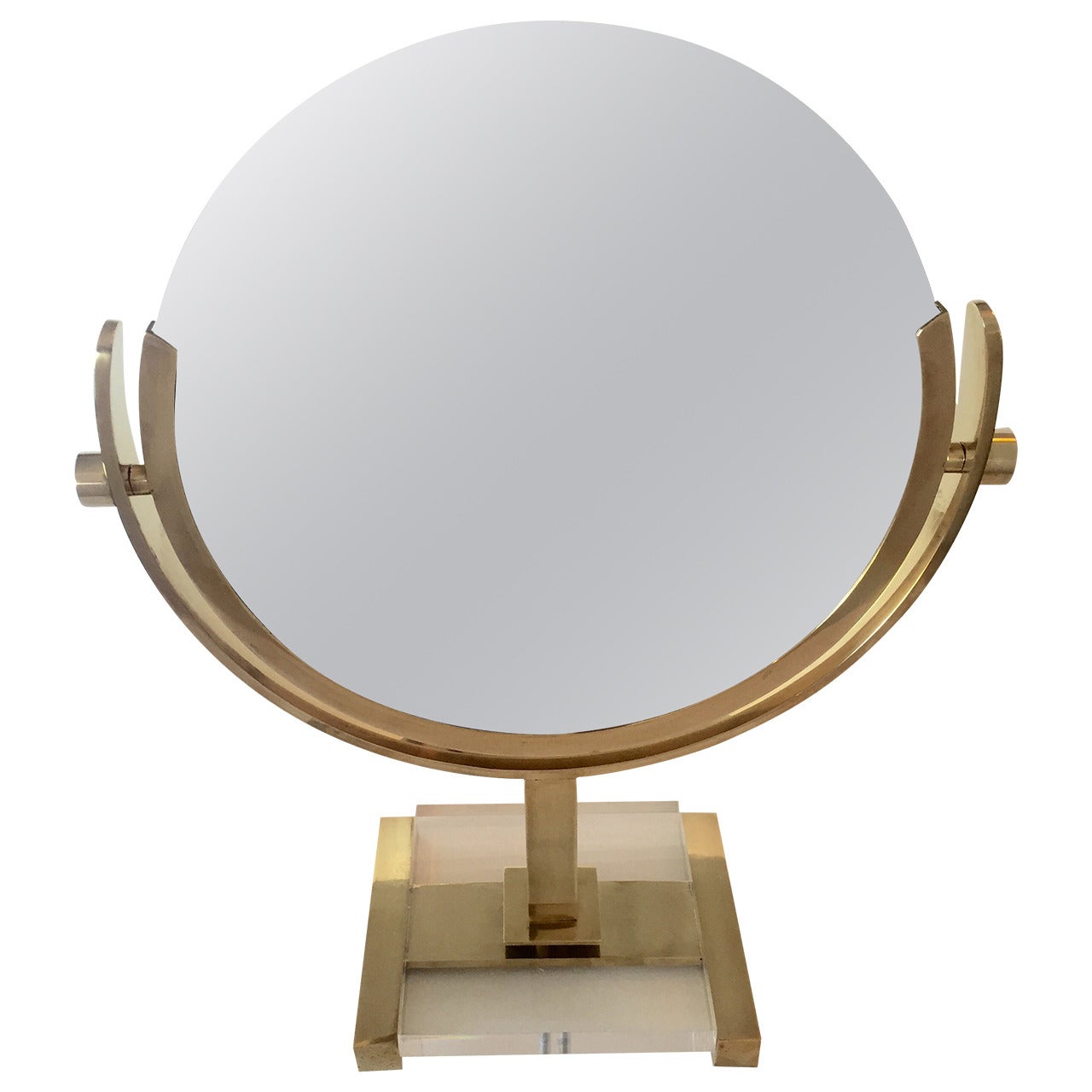 Solid Brass and Lucite Vanity Mirror