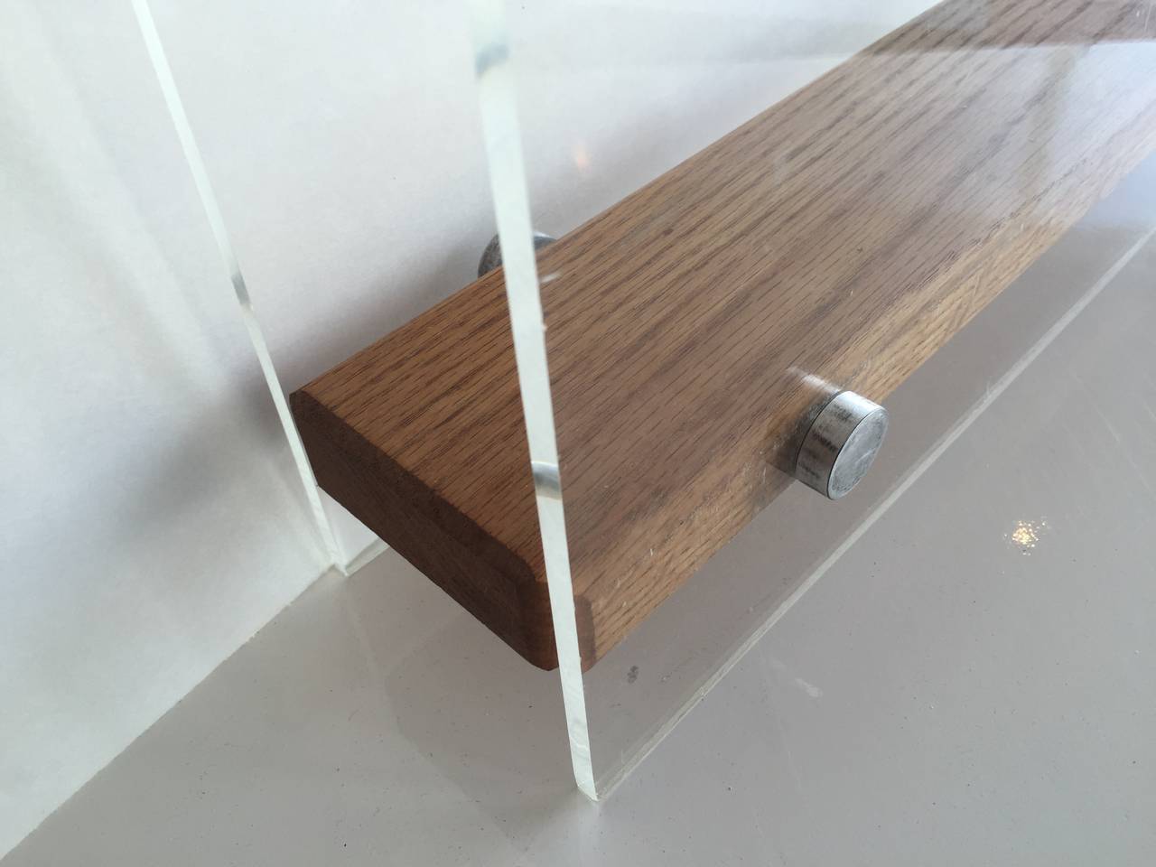Unknown Lucite and Wood Magazine Rack