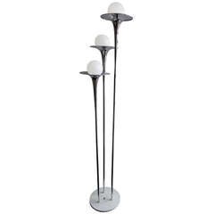 Midcentury Chrome, Three Light Floor Lamp