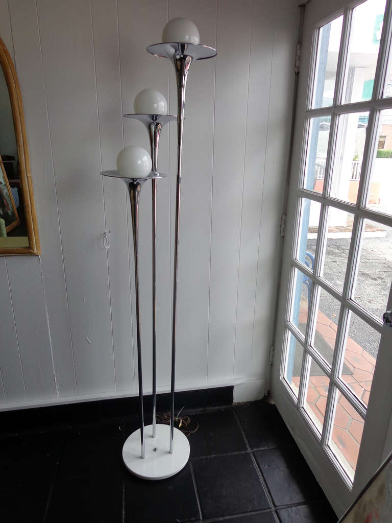 Midcentury Chrome, Three Light Floor Lamp
